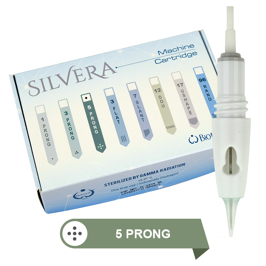 5 Prong Needle Round for Silvera Machine 15/Box, 20/box, 0.35mm